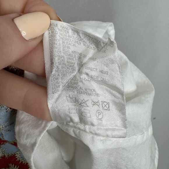 Whistles Skirt Womens 10 White Floral Embroidered Midi Boho Cottagecore Country - Picture 13 of 13